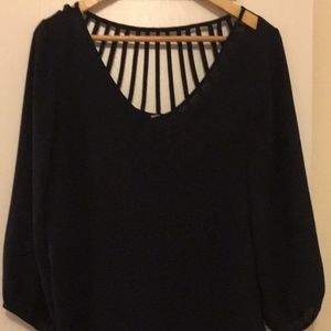 Navy 3/4 Sleeve Blouse Medium
